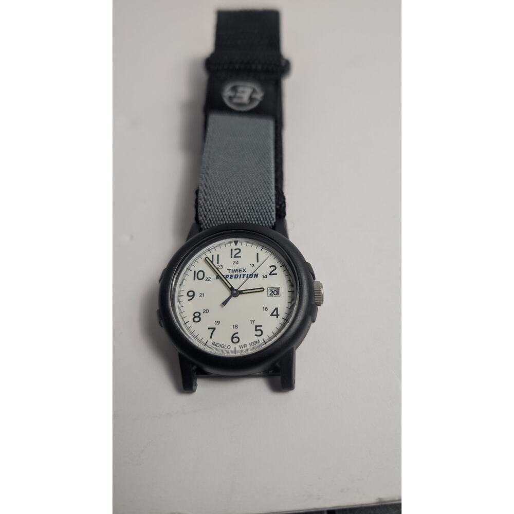 Timex Expedition Indiglo T49713 Men's Watch 100M WR Date Cream Dial Black